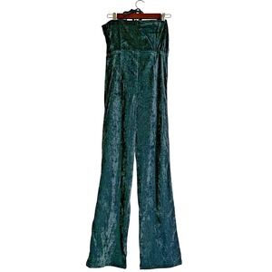 White Birch Black Label Women Jumpsuit Medium Green Chenille Strappy Wide Leg